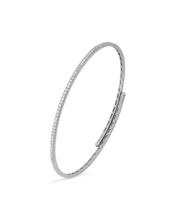 Bratara flexibila, aur 18k, diamante naturale 0.41 ct,  Argintiu