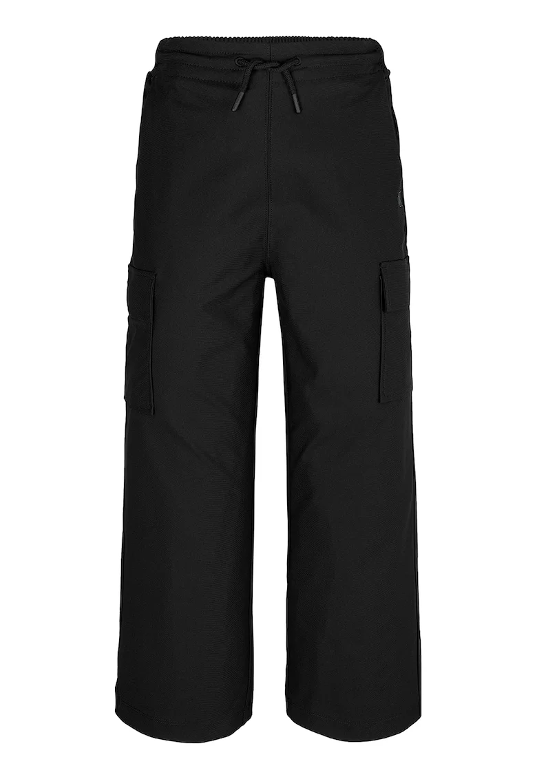 Pantaloni cargo cu croiala ampla si snur, Negru