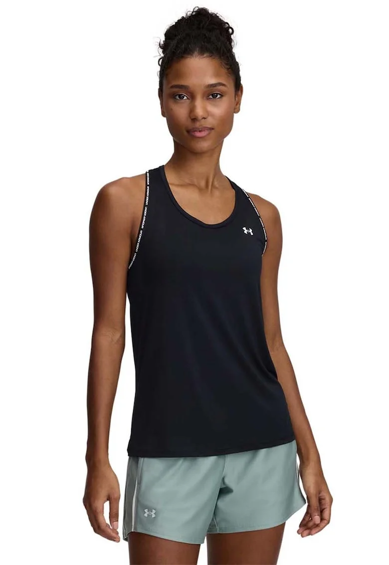Top cu decupaj pe partea din spate pentru fitness Knockout, Negru