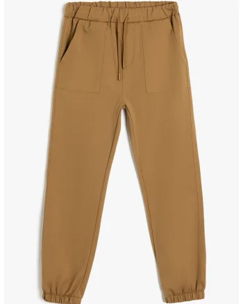 Pantaloni de trening cu buzunare laterale, Caramel