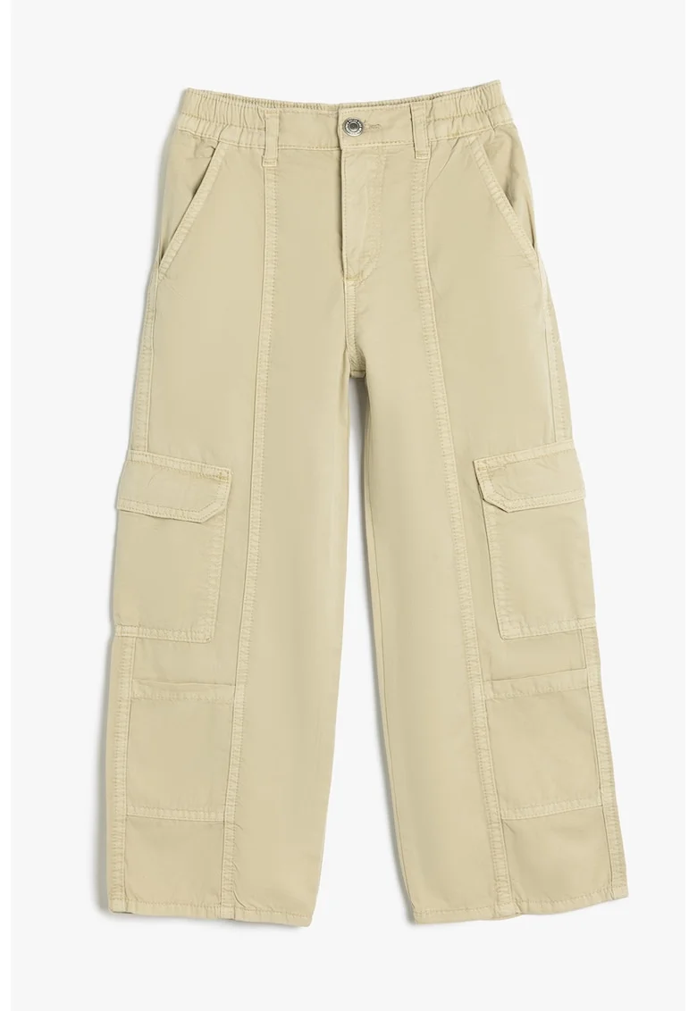 Pantaloni cargo cu croiala ampla, Bej deschis