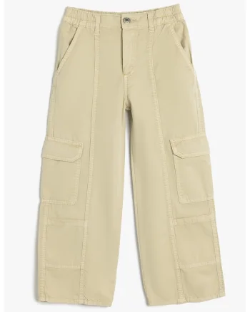 Pantaloni cargo cu croiala ampla, Bej deschis