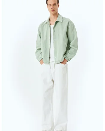 Jacheta de bumbac cu mansete elastice, Verde pal