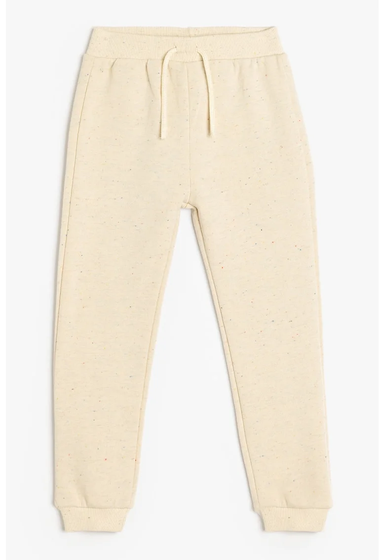 Pantaloni de trening din amestec de bumbac cu snur, Bej