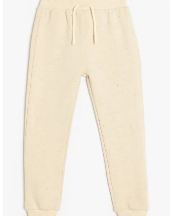 Pantaloni de trening din amestec de bumbac cu snur, Bej