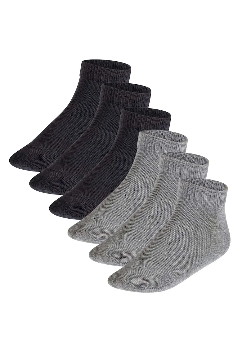 Set de sosete scurte unisex din amestec de bumbac - 6 perechi, Negru/Gri