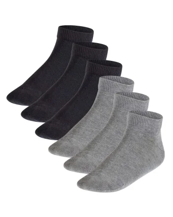 Set de sosete scurte unisex din amestec de bumbac - 6 perechi, Negru/Gri