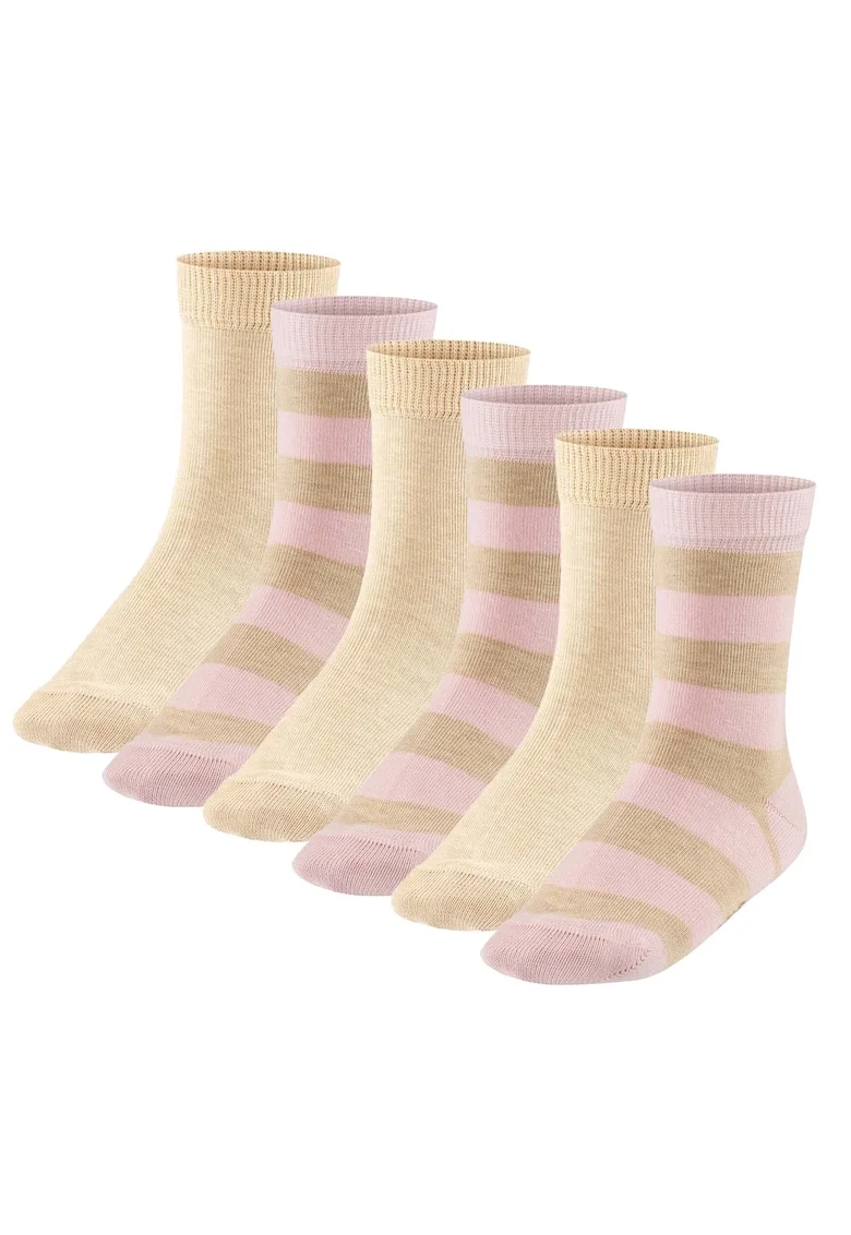 Set de sosete lungi unisex din amestec de bumbac - 6 perechi, Bej/Roz