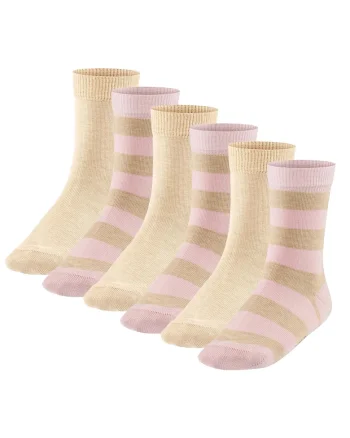 Set de sosete lungi unisex din amestec de bumbac - 6 perechi, Bej/Roz