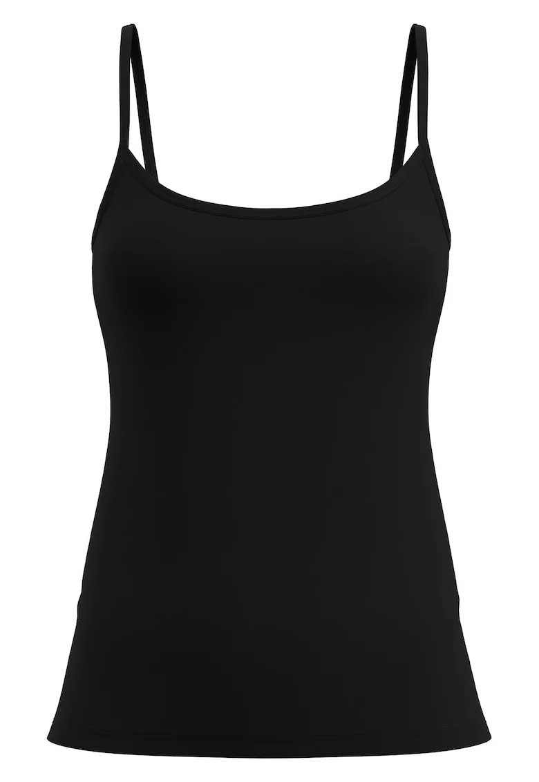 Top din amestec de bumbac cu bretele inguste, Negru