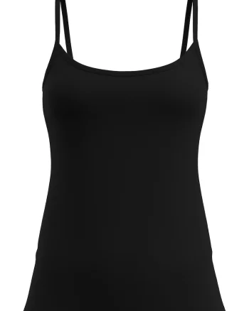 Top din amestec de bumbac cu bretele inguste, Negru