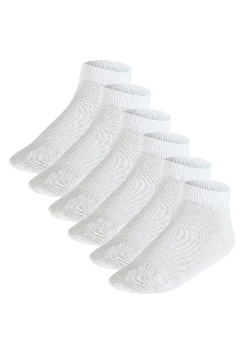 Set de sosete scurte unisex din amestec de bumbac - 6 perechi, Alb