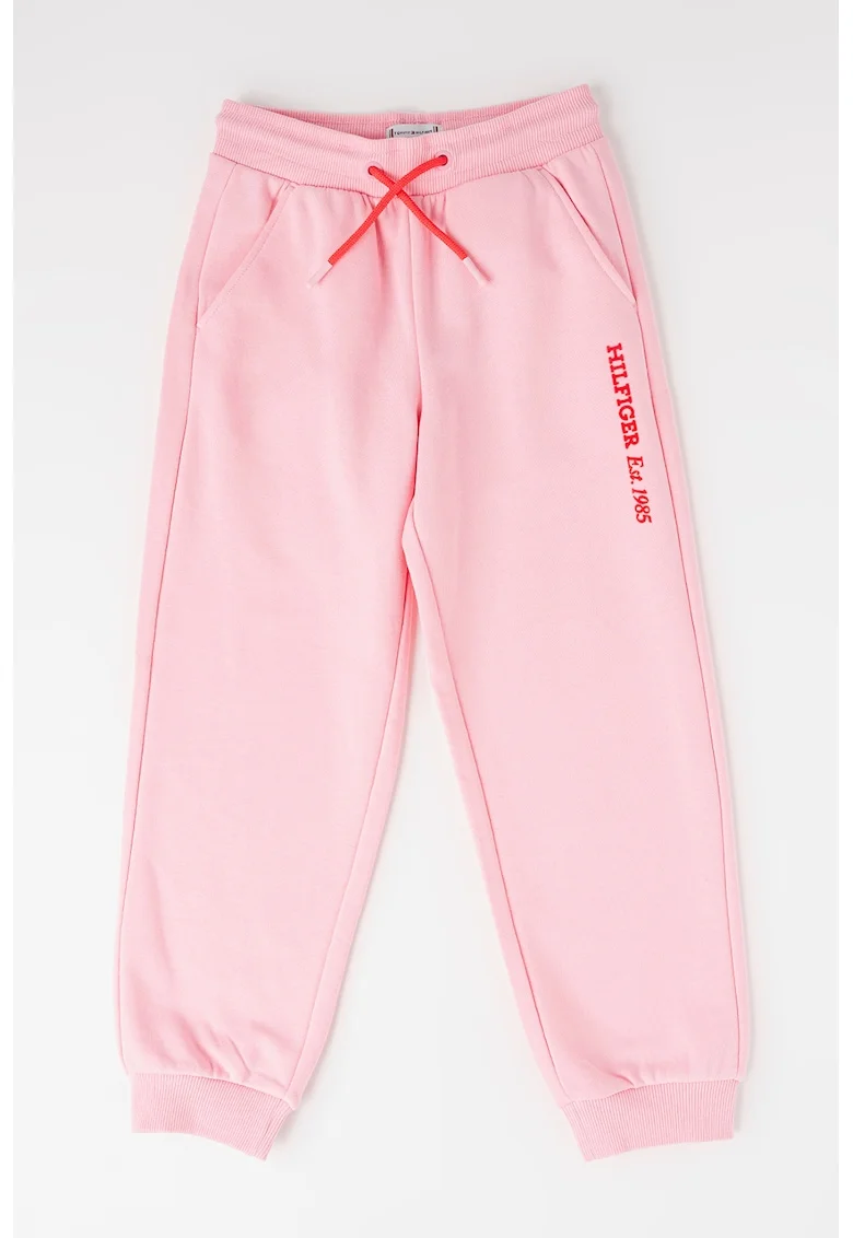 Pantaloni de trening din amestec de bumbac organic cu buzunare laterale, Roz pastel