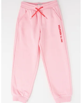 Pantaloni de trening din amestec de bumbac organic cu buzunare laterale, Roz pastel