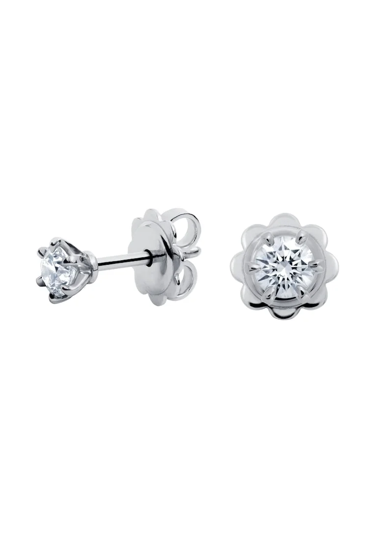 Cercei aur, diamante naturale 0.40 ct,  Argintiu, 4.8 mm