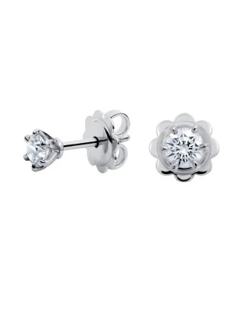 Cercei aur, diamante naturale 0.40 ct,  Argintiu, 4.8 mm