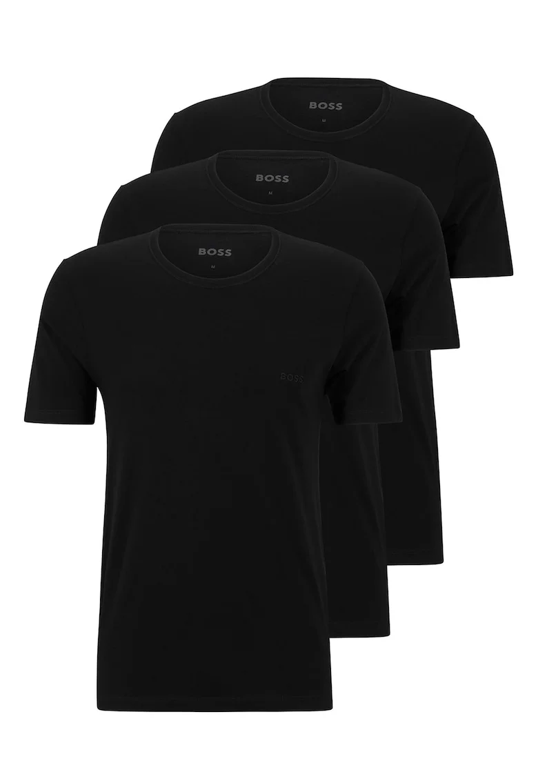 Set de tricouri de casa cu detaliu logo - 3 piese, Negru