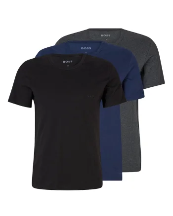 Set de tricouri de casa cu detaliu logo - 3 piese, Negru/Bleumarin