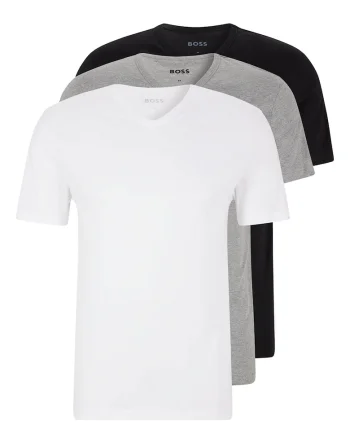 Set de tricouri de casa cu decolteu in V - 3 piese, Negru/Gri