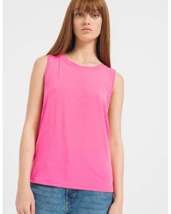 Top din amestec de lyocell cu decolteu racerback, Fucsia