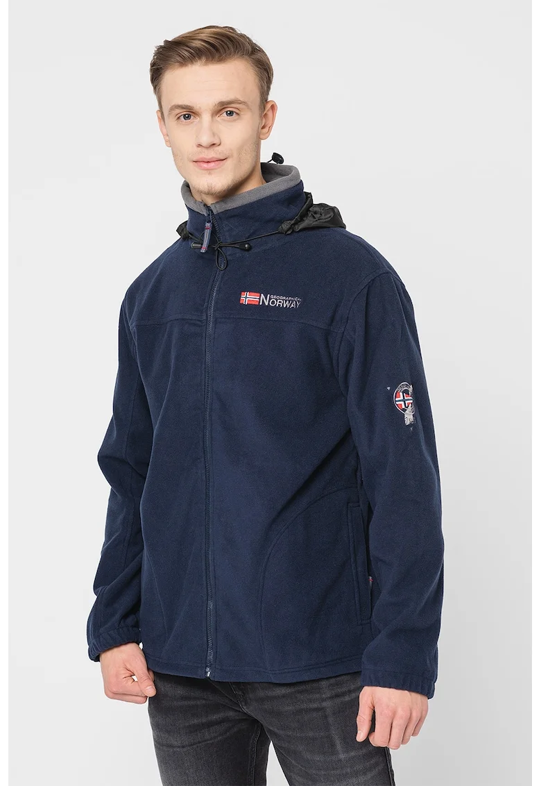 Jacheta din material fleece cu detaliu cu logo brodat Tamazonie, Bleumarin