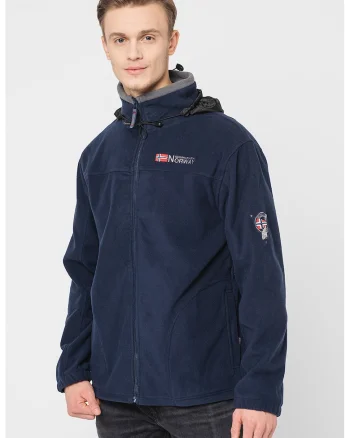 Jacheta din material fleece cu detaliu cu logo brodat Tamazonie, Bleumarin