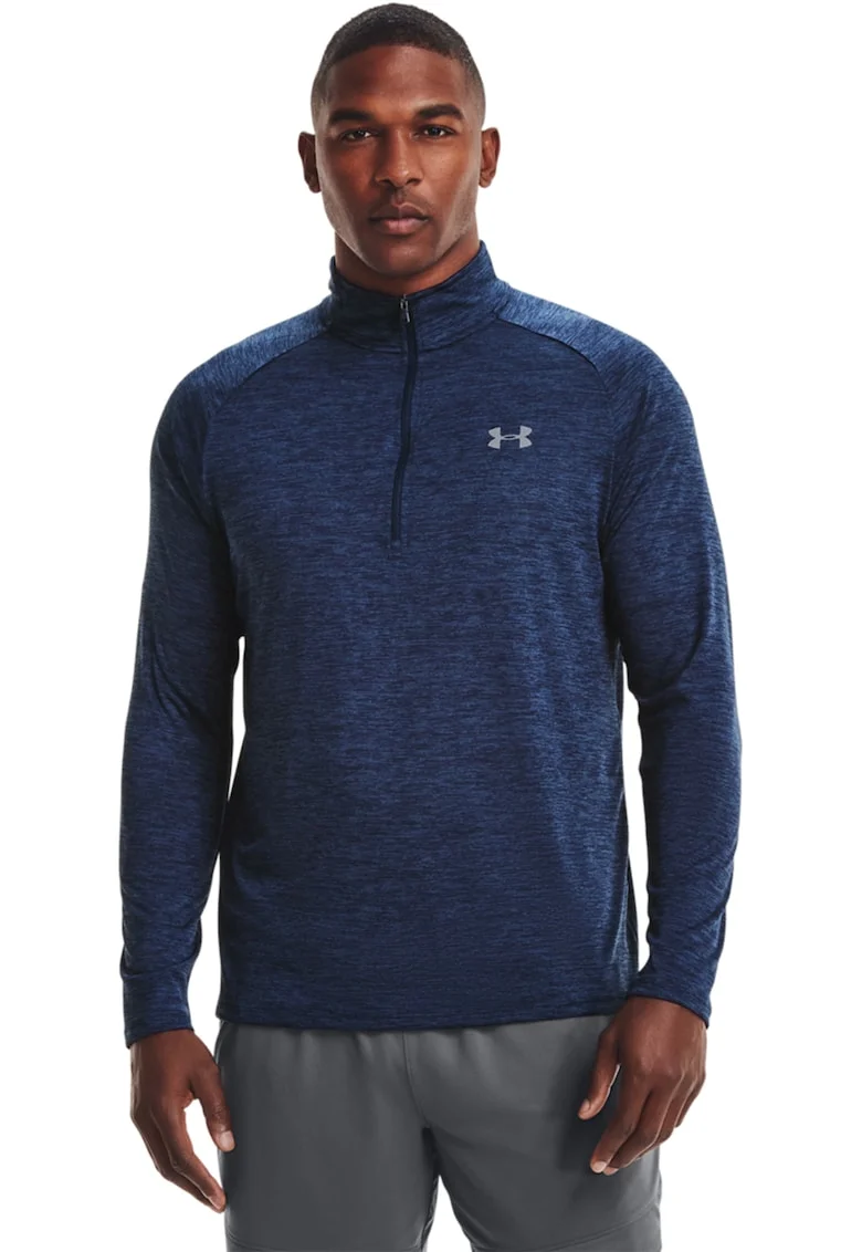 Bluza cu logo pentru fitness Tech™, Albastru melange