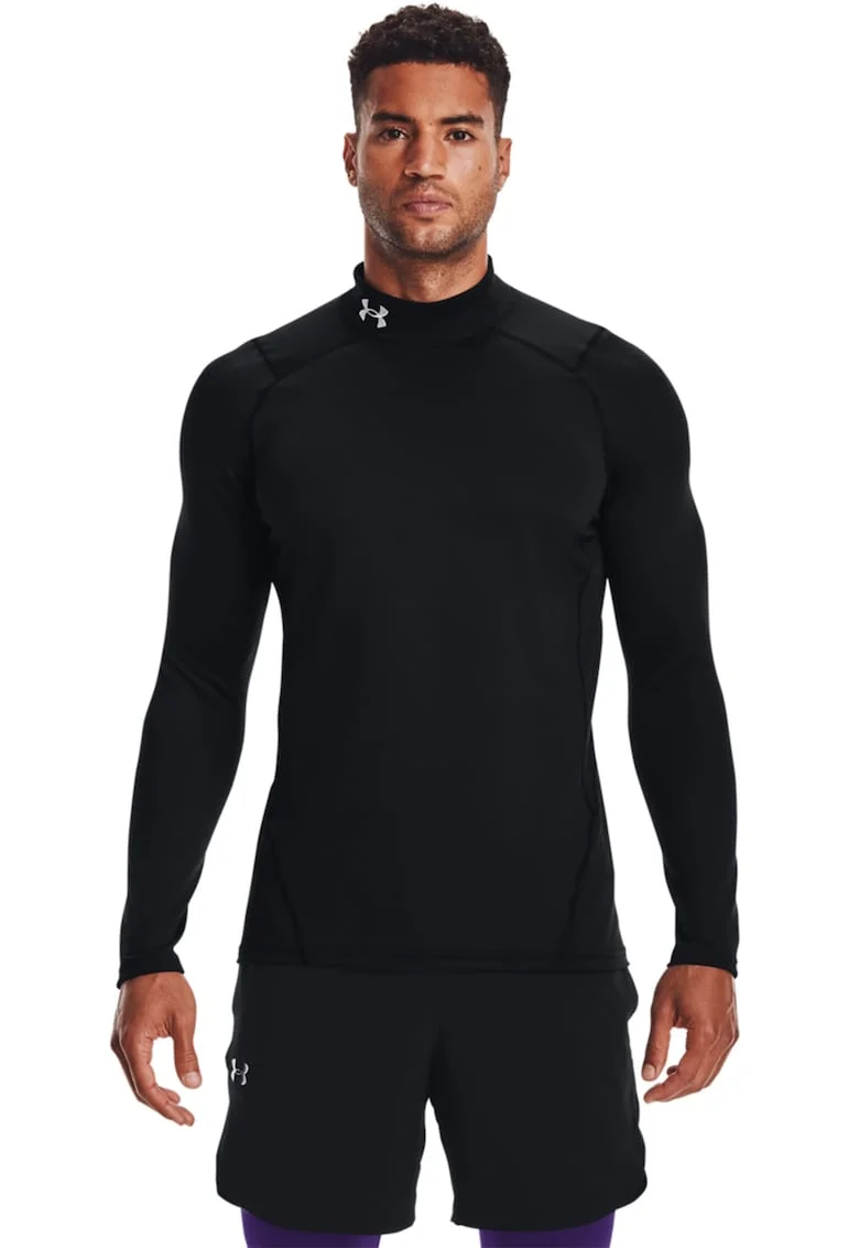 Bluza slim fit cu guler scurt pentru fitness, Alb/Negru