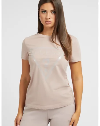 Tricou de bumbac cu imprimeu logo, Gri deschis/Piersica