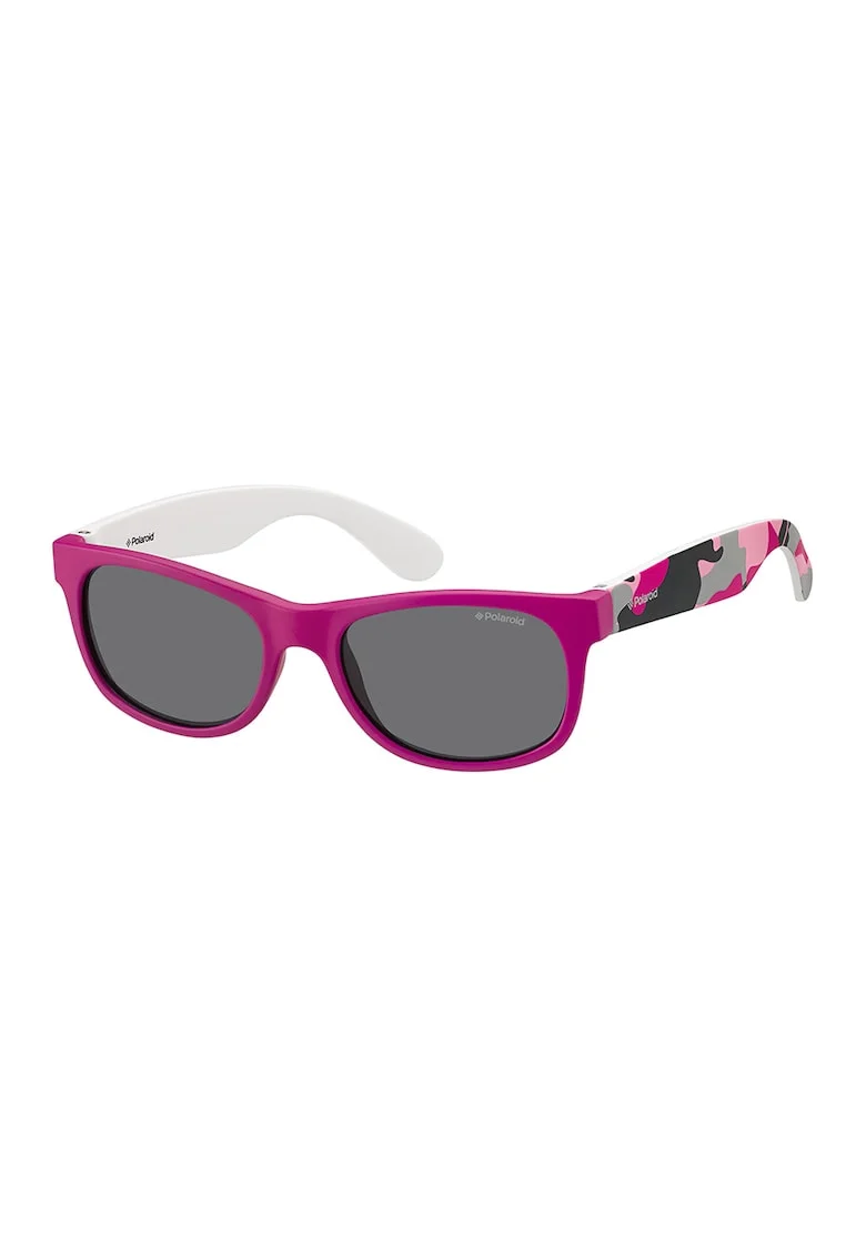 Ochelari de soare patrati polarizati, Negru/Fucsia/Gri cenusiu