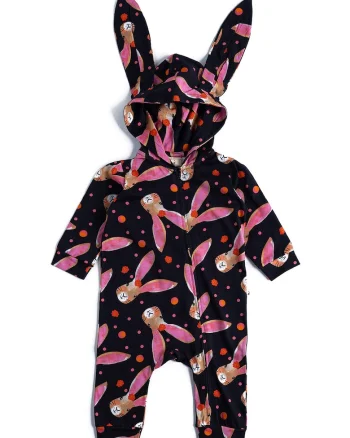 Salopeta de bumbac organic cu aplicatii cu urechi, Multicolor