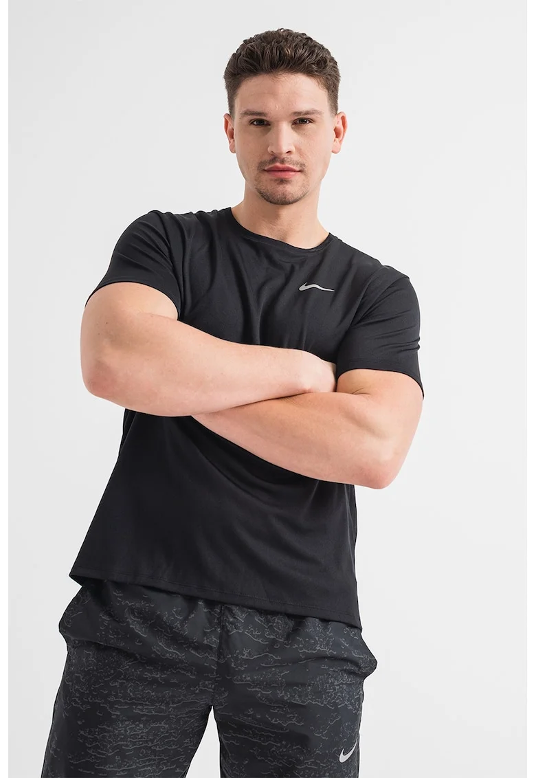 Tricou cu tehnologie Dri-Fit, pentru alergare Miler, Negru