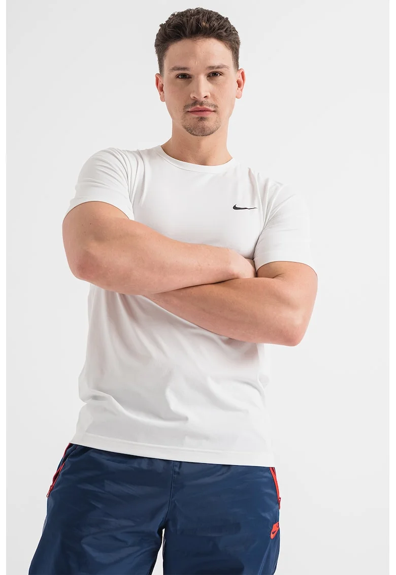 Tricou cu decolteu la baza gatului pentru fitness Hyverse, Negru/Alb optic