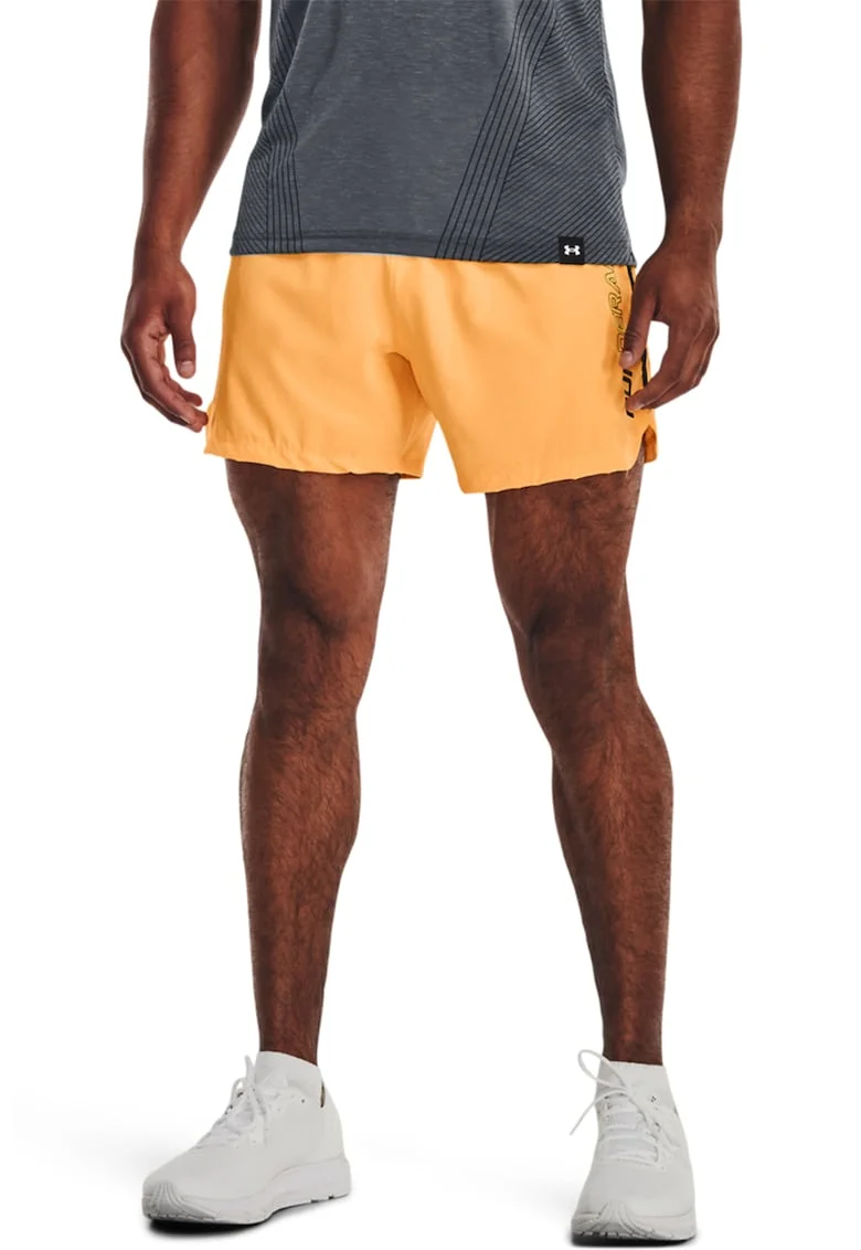 Pantaloni scurti cu detaliu reflectorizant pentru fitness Speedpocket, Negru/Portocaliu pal