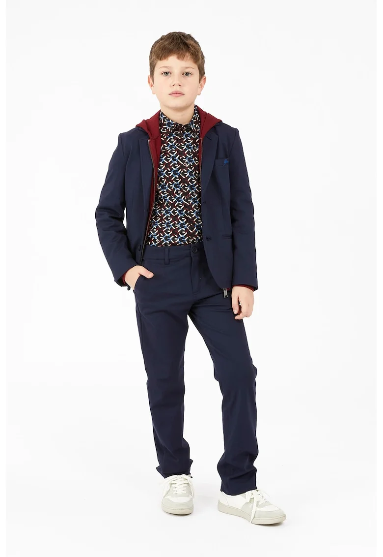 Pantaloni drepti cu model uni, Bleumarin
