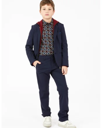 Pantaloni drepti cu model uni, Bleumarin