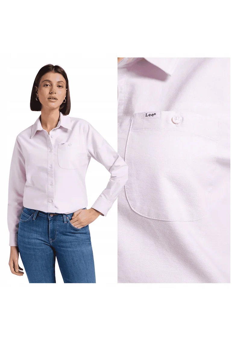 Camasa Dama,  All Purpose Shirt, Regular Fit, Design Clasic, Maneci Lungi, Cu Guler, Cu Nasturi, Bumbac, Roz, Roz