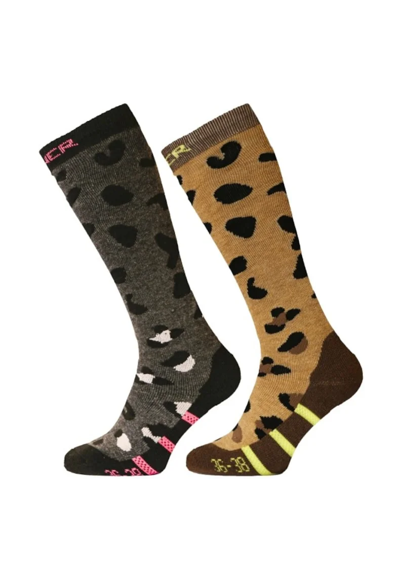 Sosete  Ladies Ski Socks Animal, Pachet Dublu, Maro/Negru, Negru/Maro