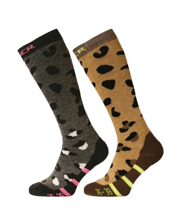 Sosete  Ladies Ski Socks Animal, Pachet Dublu, Maro/Negru, Negru/Maro