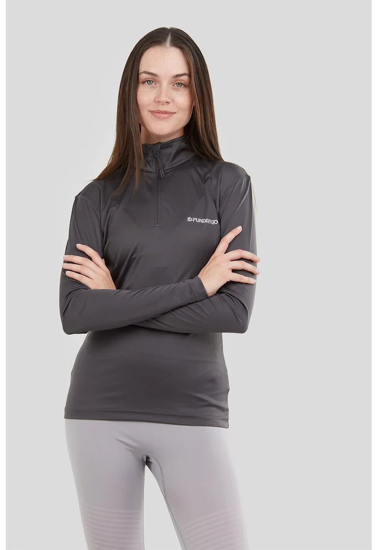 Bluza termica cu fenta cu fermoar, pentru trekking Yade, Gri antracit