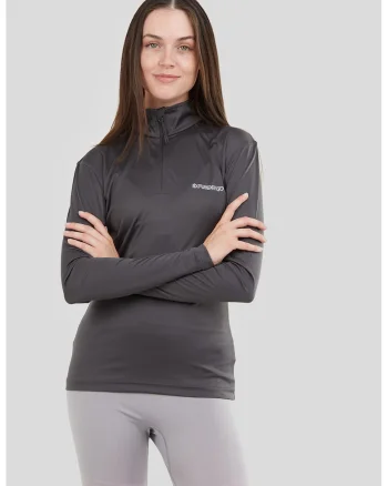 Bluza termica cu fenta cu fermoar, pentru trekking Yade, Gri antracit