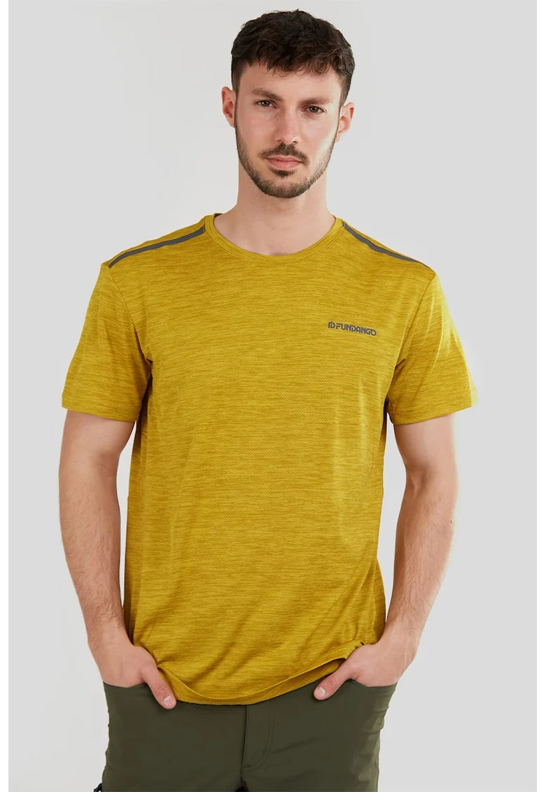 Tricou pentru drumetii si trekking Tech-T, Gri inchis/Galben mustar