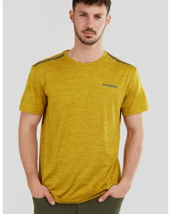Tricou pentru drumetii si trekking Tech-T, Gri inchis/Galben mustar