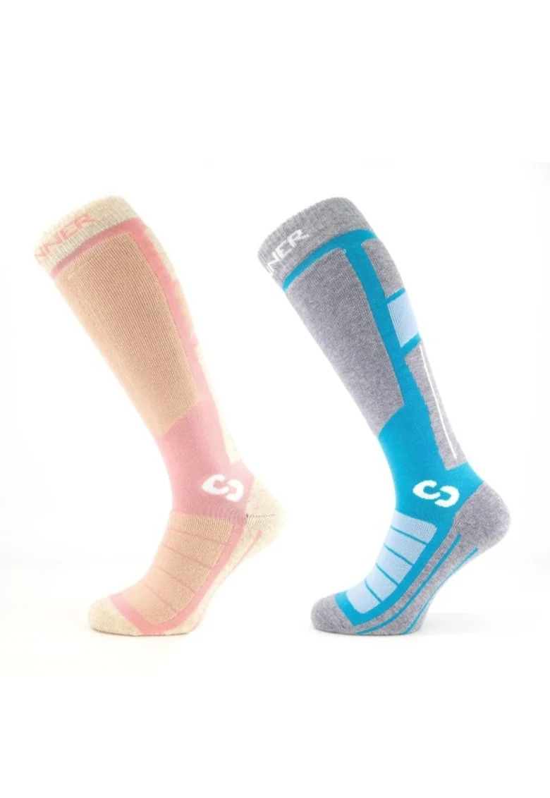 Sosete ski si snowboard  Ski Socks Pro II Ladies, Pachet Dublu, Roz/Albastru, Roz/Albastru