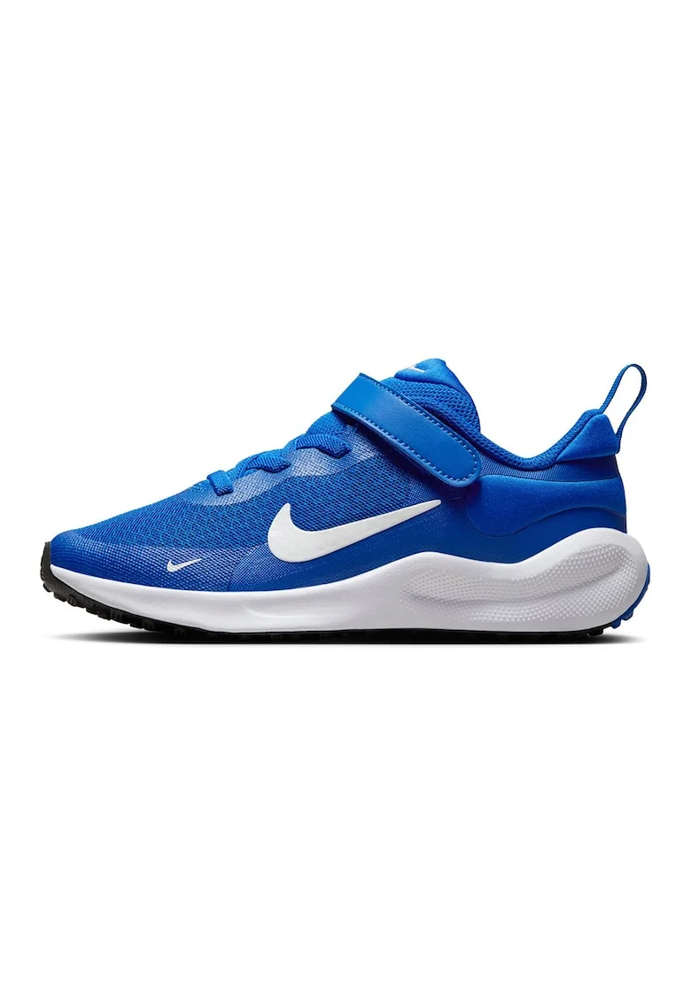 Pantofi Revolution 7 cu amortizare si velcro, pentru alergare, Albastru royal/Alb murdar/Albastru