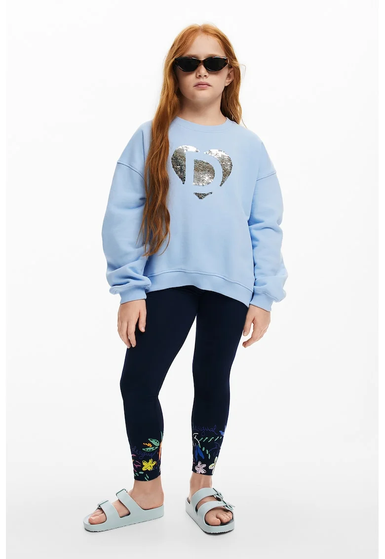 Colanti cu imprimeu floral, Bleumarin