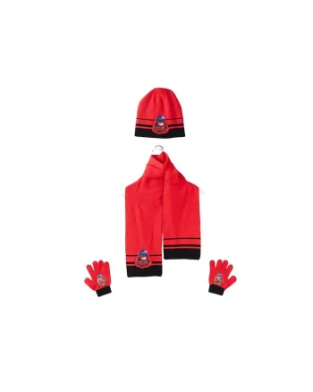 Set caciula-fular-manusi  6252, Rosu, One Size