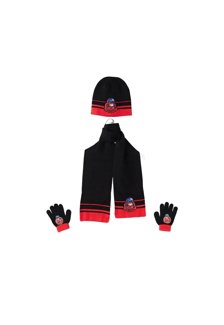 Set caciula-fular-manusi  6252, Negru, One Size