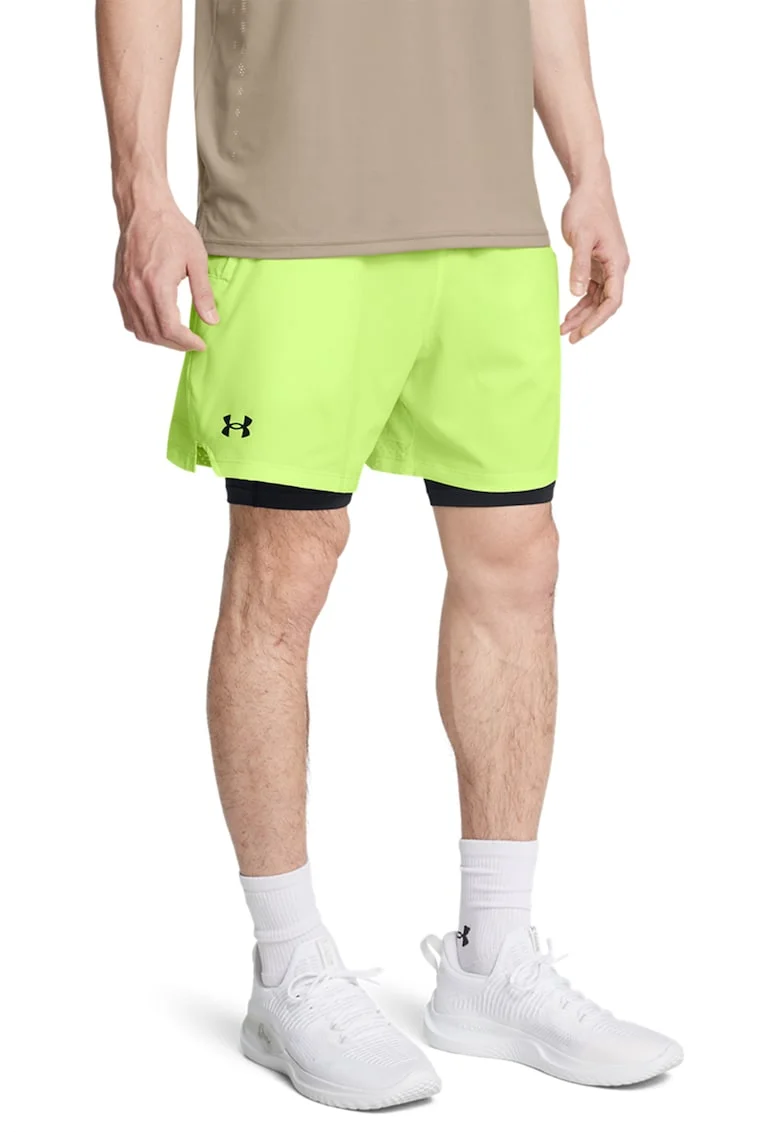 Pantaloni scurti cu model 2-in-1 pentru fitness Vanish, Verde electric