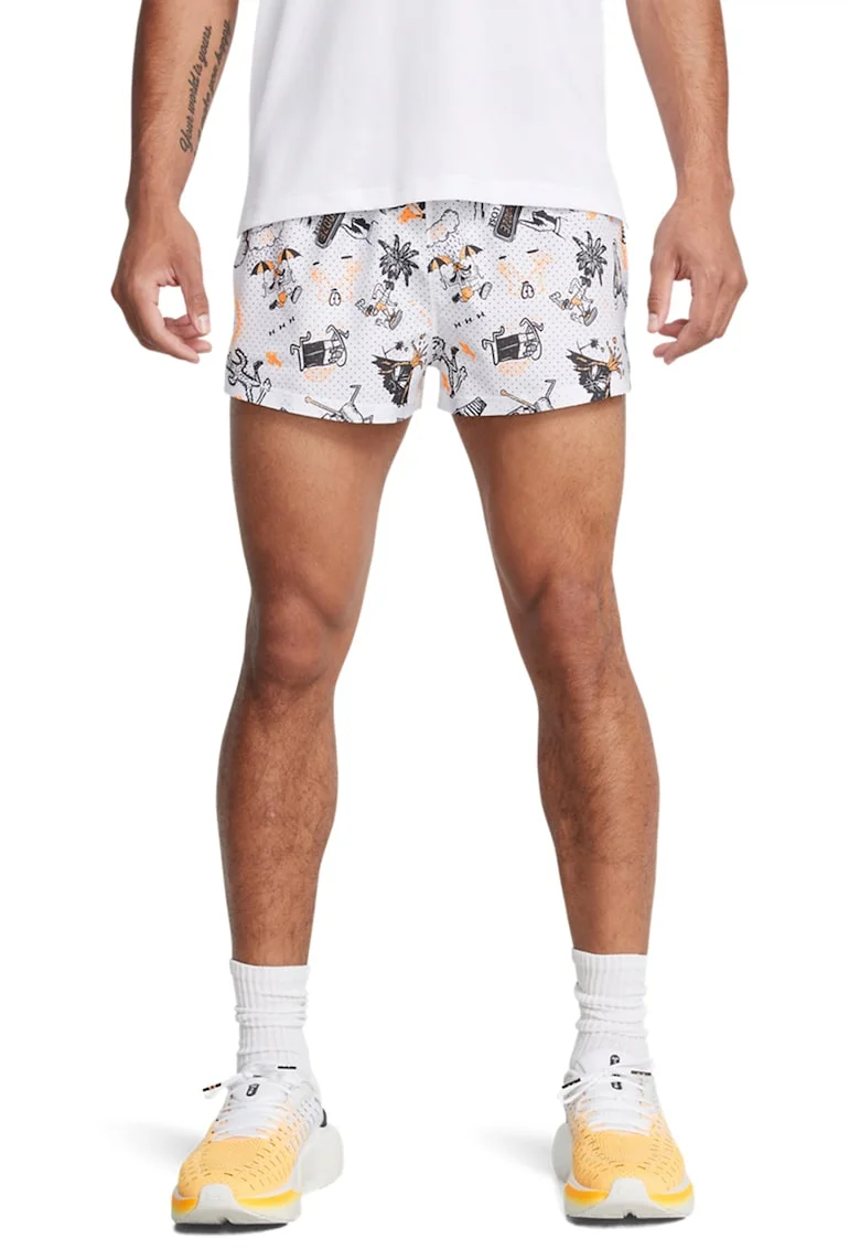 Pantaloni scurti pentru alergare We Run, Negru/Portocaliu/Alb optic